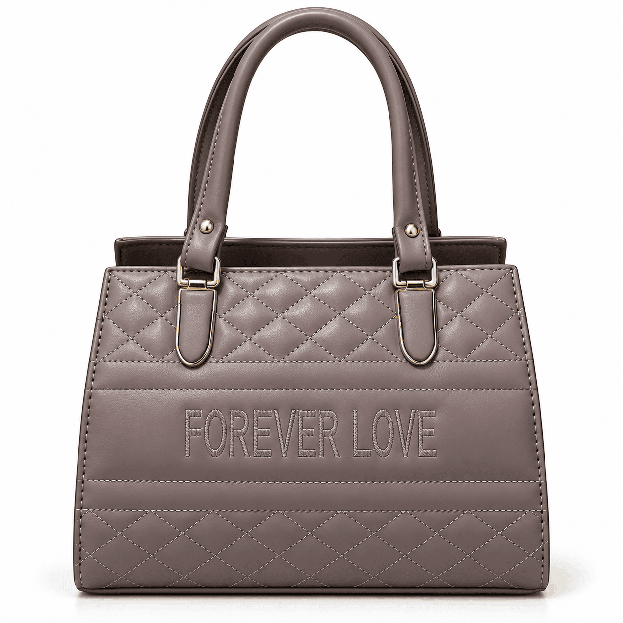 ELDuxe Forever Love Quilted Taupe Tote Bag